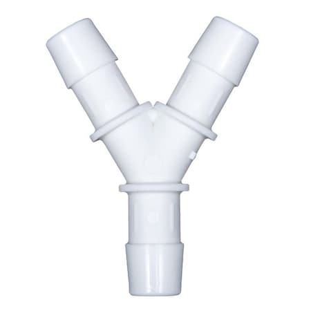 Cole Parmer Hose Barb Fitting, Y Union, White Nylon, Cleanroom, 1/8in ID; 10PK Y0-2MN-QC
